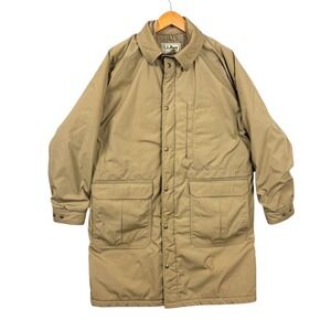 Vintage LL Bean Coat Mens Large Beige Wool Lined Canvas Parka Made USA 80s 90s